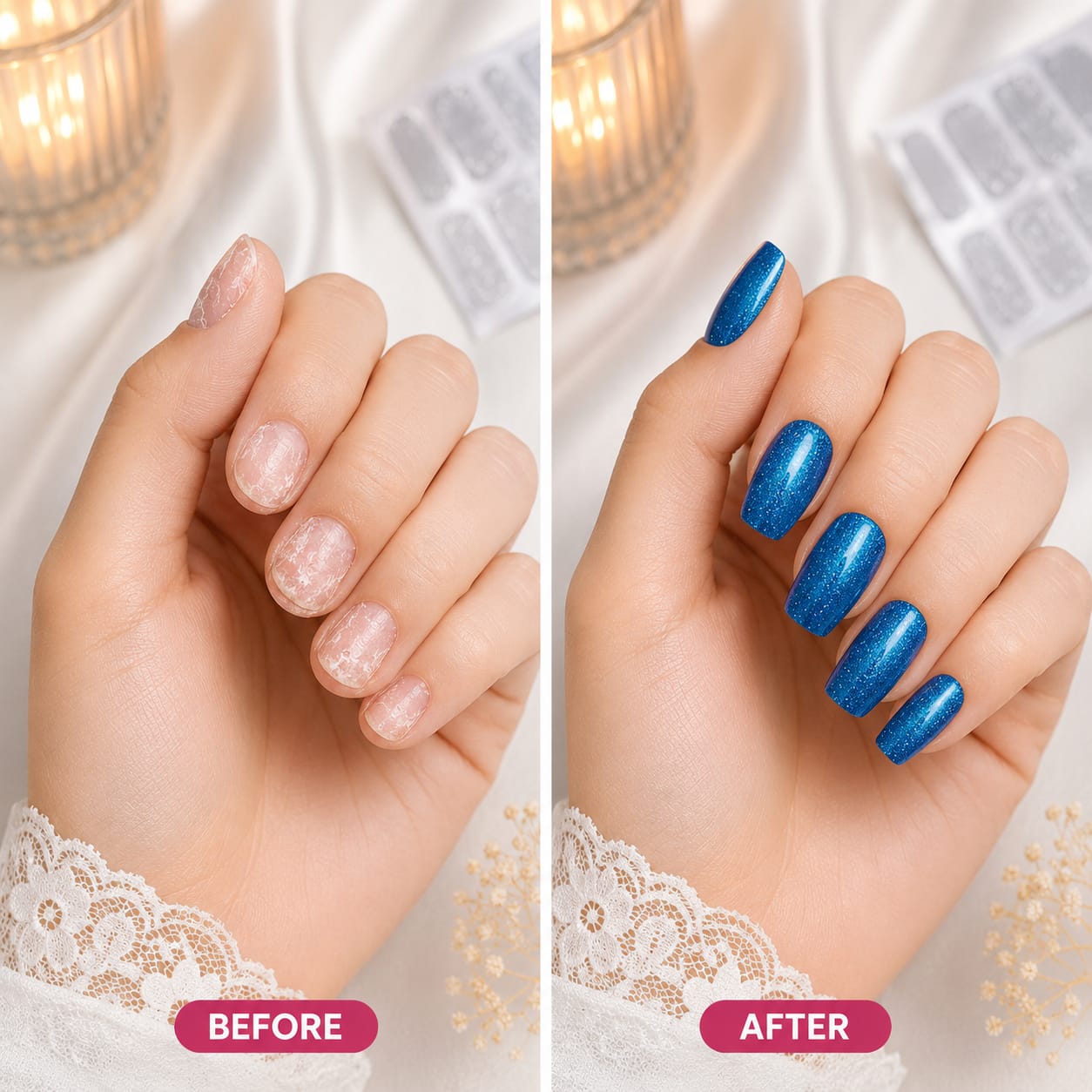Secret Nails before and after nail transformation