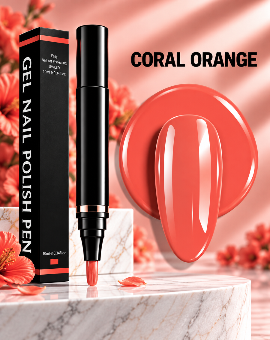 Gel Nail Polish Pen – Coral Orange – 019 - Secret Teddy