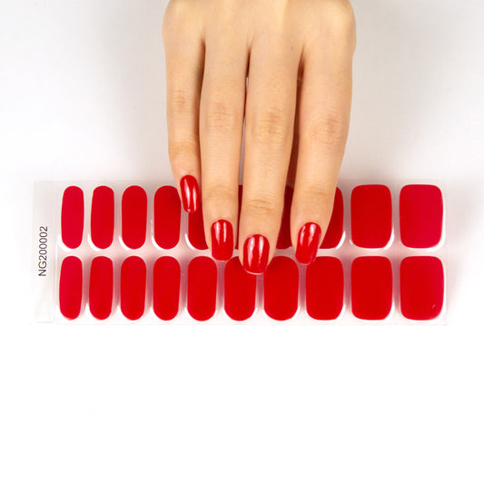 Glossy Red Nail Gel Strips - Secret Teddy