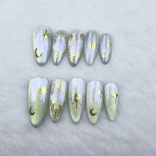 Handmade Reusable Nails - Celestial Glow - Secret Teddy