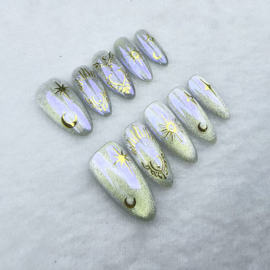Handmade Reusable Nails - Celestial Glow - Secret Teddy