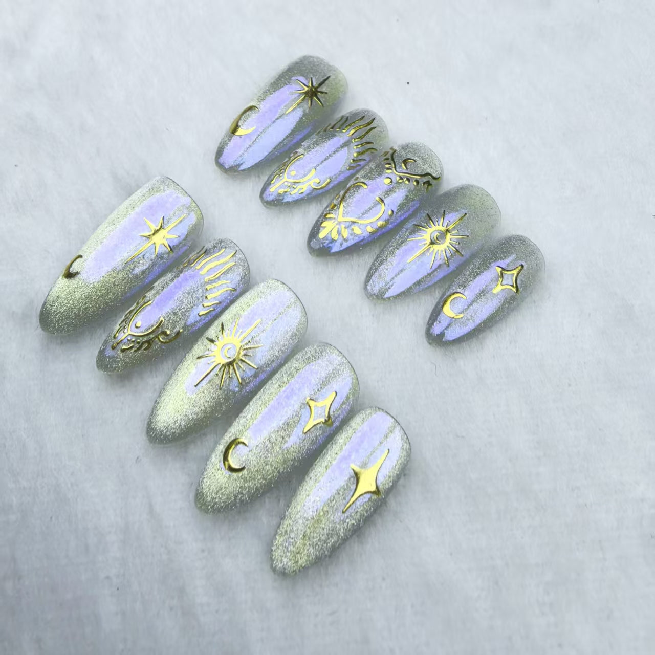 Handmade Reusable Nails - Celestial Glow - Secret Teddy