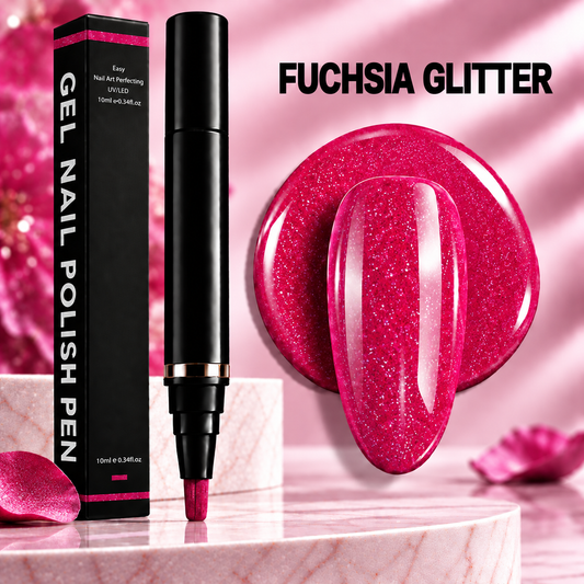 Gel Nail Polish Pen – Fuchsia Glitter – 091
