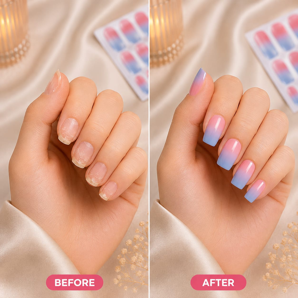 Secret Nails before and after nail transformation